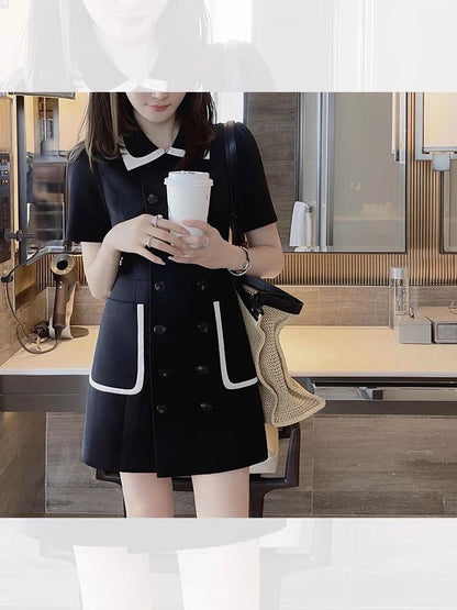 2023 Temperament Little Black Dress Hepburn Style French Retro Small Fragrance Dress Women Summer Small Professional Suit Dress (D027)