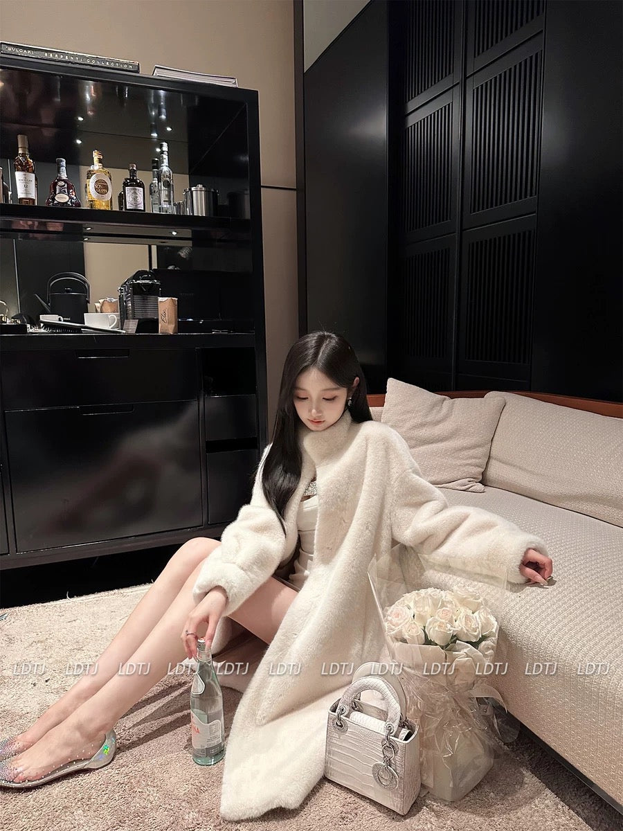 LDTJ high-end fur winter new lady noble temperament loose casual lazy style imitation mink environmentally friendly coat jacket for women