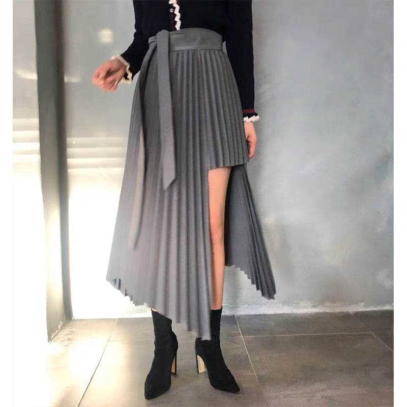 2023 Hong Kong style retro high waist temperament ins super popular a line spring new pleated half skirt for women in spring and summer T3485