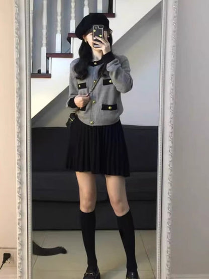 Autumn French temperament small fragrant wind sweater jacket jacket skirt salt system light cooked two-piece suit casual all-match