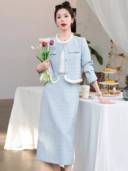 Xiaoxiangfeng suit dress 2023 new hot style women's autumn fashion temperament high-end suit two-piece dress (S0412)