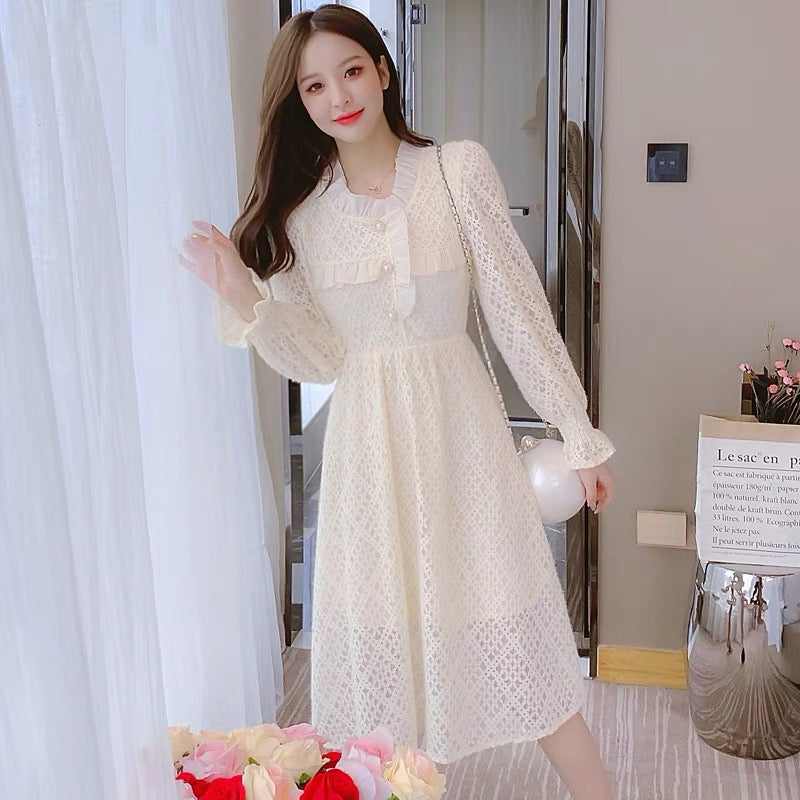 Autumn and winter 2023 new fairy skirt women's temperament lace dress design niche bottoming skirt super fairy style