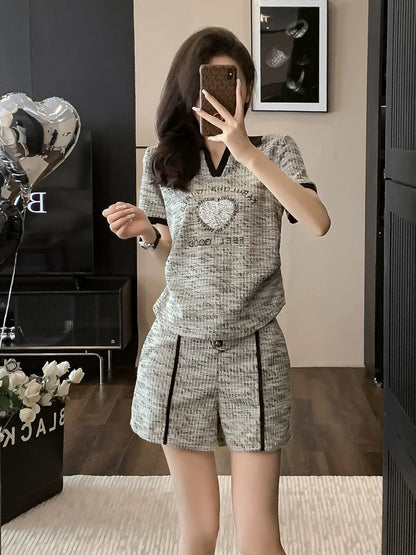 Xiaoxiangfeng sports casual and fashionable outfit for little people, a complete set of short-sleeved shorts two-piece suit for women, stylish summer clothes
