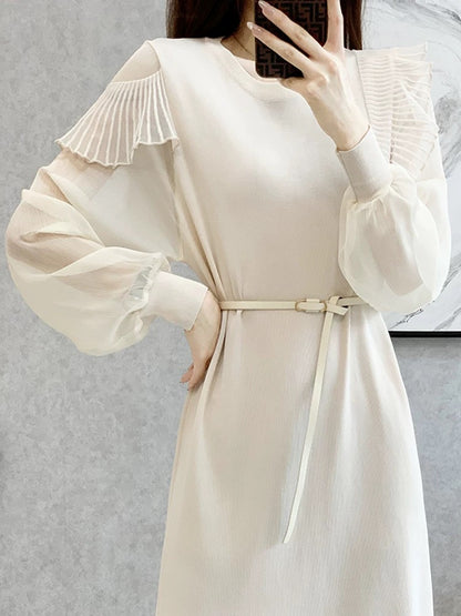 French niche design knitted dress 2023 early autumn new women's style temperament waist slimming sweater skirt