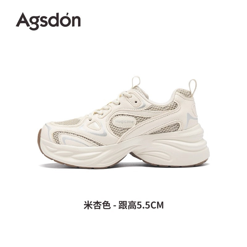 Augustin thick-soled silver dad shoes for women 2025 summer new shoes for women breathable height-enhancing sports shoes for women