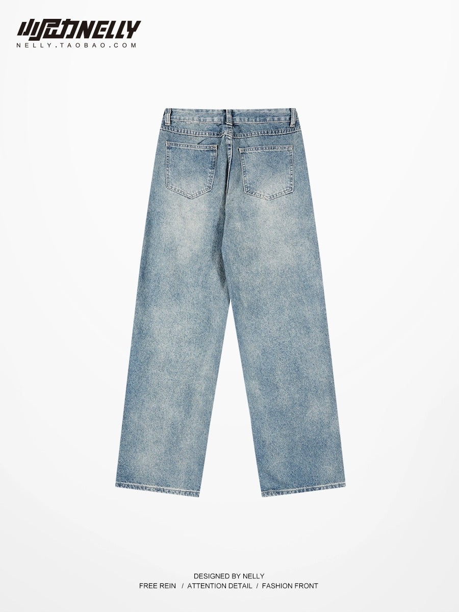 Jeans Men's Yellow Mud Dyeing Pants Summer Thin Section Boys Straight Leg Pants Trend American High Street Men's Casual Trousers