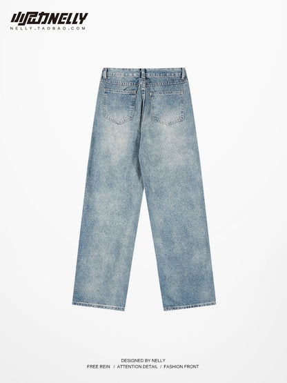 Jeans Men's Yellow Mud Dyeing Pants Summer Thin Section Boys Straight Leg Pants Trend American High Street Men's Casual Trousers