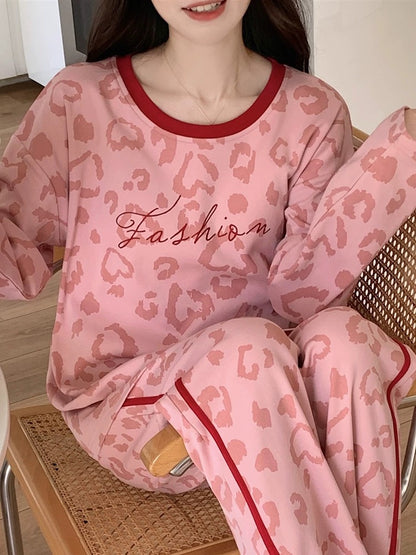 Pajamas for women, spring and autumn pure cotton long-sleeved with chest pad, 2023 new autumn and winter casual loving home clothes
