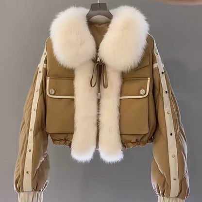 Parker Down Jacket Women's Short 2022 New Korean Version Niche Design White Duck Down Fashionable Western Jacket Winter