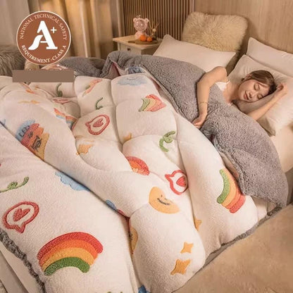 Coral fleece blanket lamb fleece quilt thickened winter single student dormitory milk flannel blanket bed