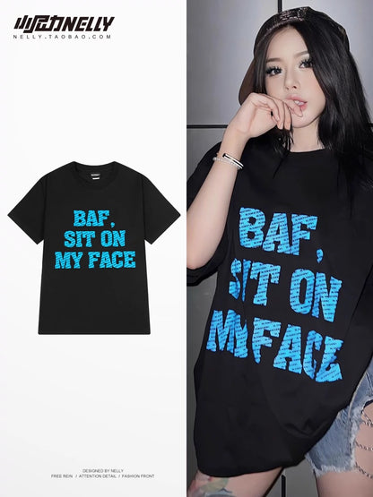 National trendy brand couple wear short-sleeved 2024 summer new casual youth loose design letter print T-shirt