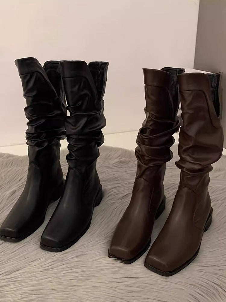 Boots summer women's 2023 new hot style western cowboy style knight piles of boots square toe but knee boots