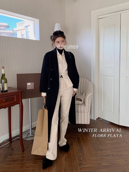 Huahuayuan Florr Playa Twin Flame TwinFlame detachable collar long double-sided woolen coat