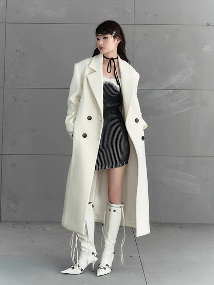 AGAM original strappy lapel off-shoulder plush one-shoulder long-sleeved patchwork dress knitted halterneck hip-hugging skirt