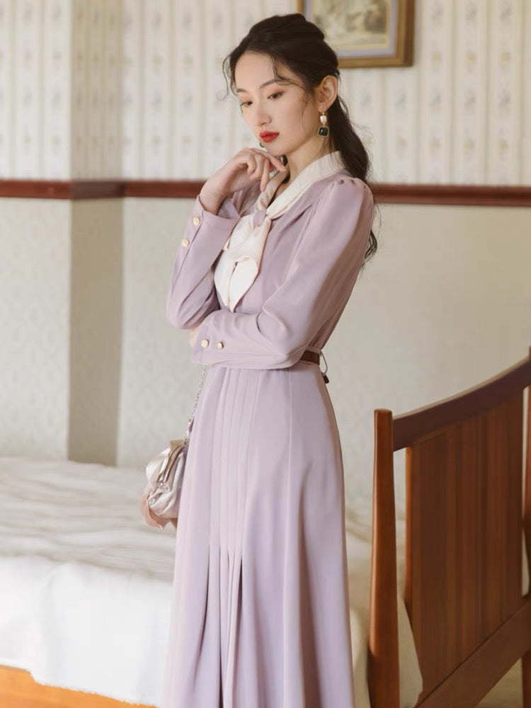 Suit skirt women's French retro taro purple color salty or sweet top and skirt two-piece salty style outfit