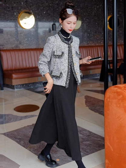 Xiaoxiangfeng suit dress for women in autumn 2023 new popular fashion high-end fashionable and beautiful two-piece set this year (S0413)