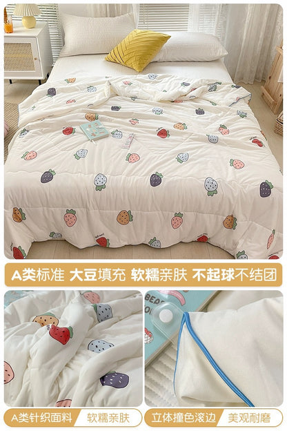 Class A soybean fiber knitted cotton summer cool quilt machine washable summer children's thin quilt spring and autumn summer air conditioning quilt