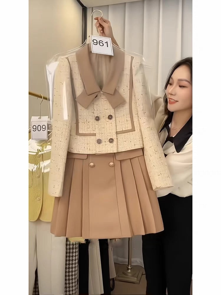 Autumn 2023 new temperament socialite small fragrance suit women's high-end small dress age-reducing coat and skirt two-piece set