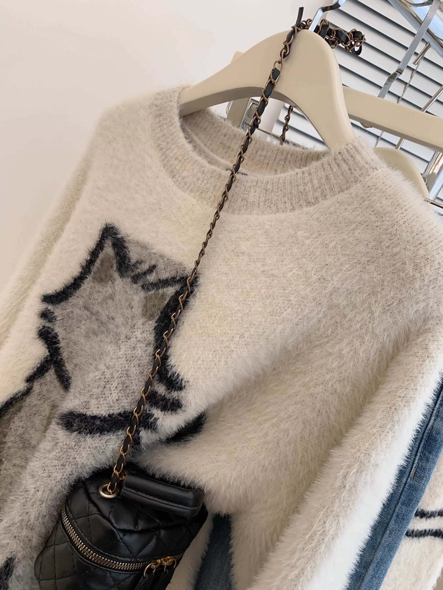 Mink velvet pullover sweater for women autumn and winter thickened loose lazy style small size outer wear high-end feeling super good looking