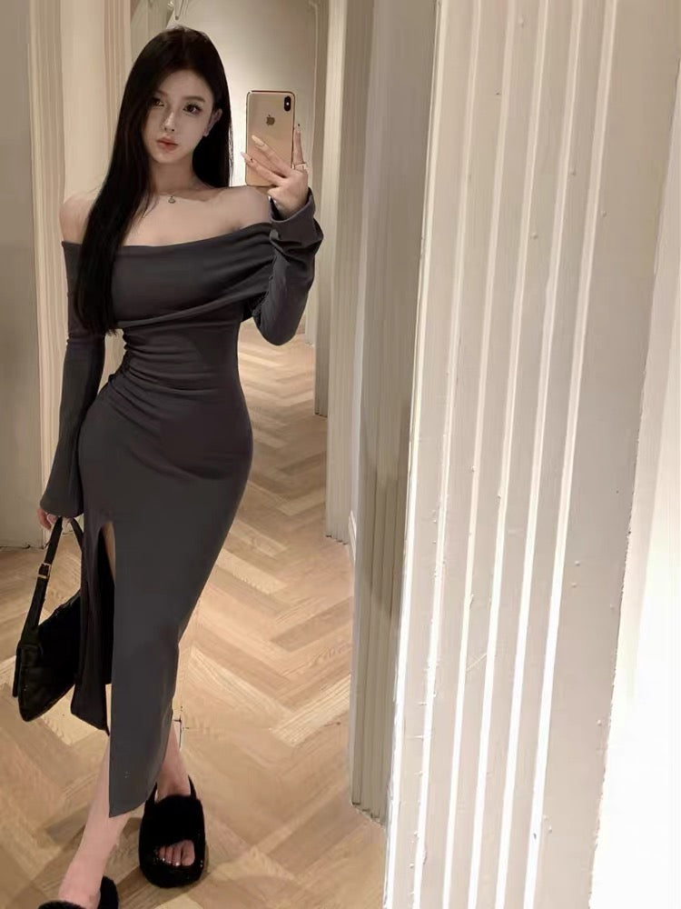 One-shoulder slim long-sleeved unique dress, super nice and sexy fisht –  Lee Nhi Boutique