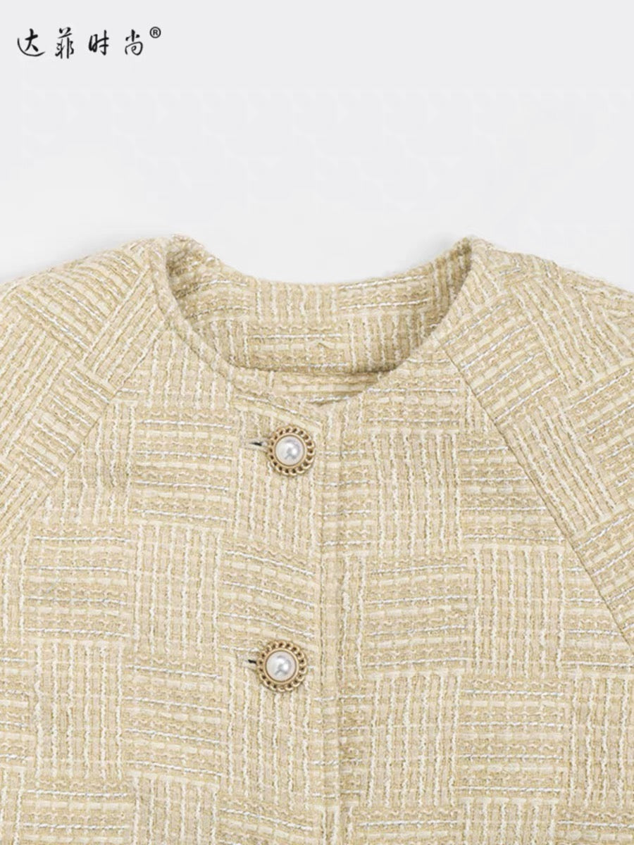 2023 winter new fashion temperament heavy industry beaded ostrich feather down lining tweed down jacket