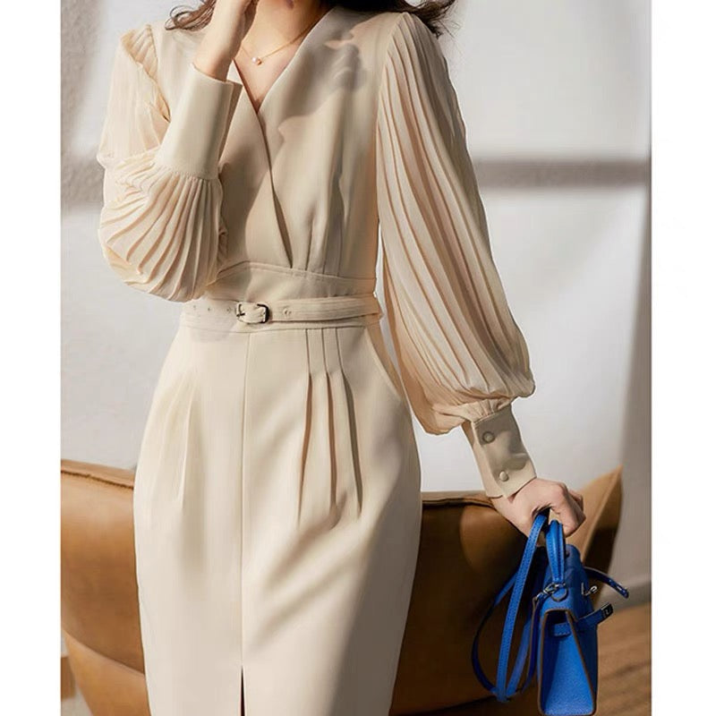 European spring new style fashionable elegant lady style fairy skirt versatile bottoming slimming waist dress