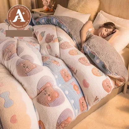 Coral fleece blanket lamb fleece quilt thickened winter single student dormitory milk flannel blanket bed