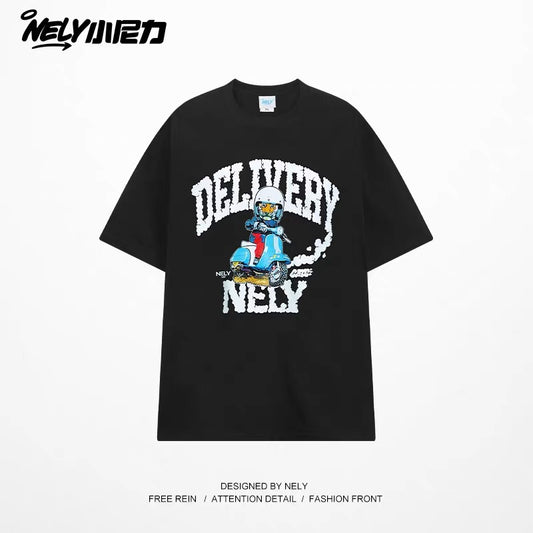 American cartoon cat print round neck short sleeve men and women summer 2025 couple pure cotton t-shirt half sleeve bottoming shirt trend