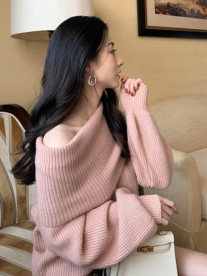 2023 New Turtleneck Sweater Women's Autumn and Winter Korean Style Loose Pullover Lazy and Versatile Outerwear Bottoming Sweater (B5910)