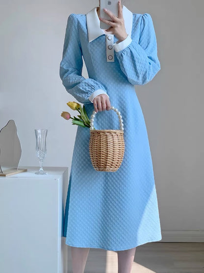 Autumn women's clothing 2023 new French waist slimming high-end light luxury sweet small fresh early autumn dress