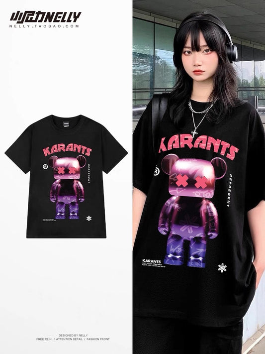 2023 new heavy cotton men's short-sleeved t-shirt summer American retro boys tide brand trendy half-sleeved clothes