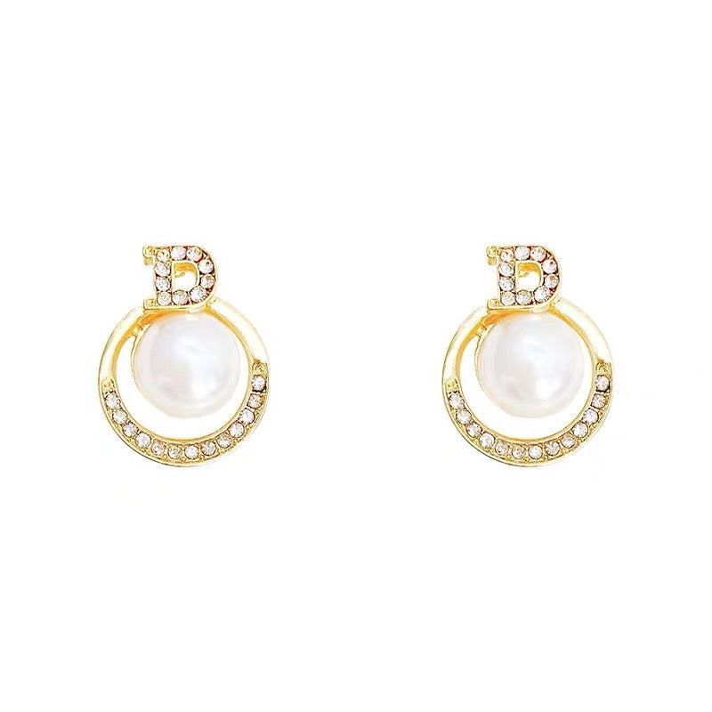 s925 silver needle unique high-end light luxury pearl earrings 2023 trendy niche design sense net red earrings ươmen
