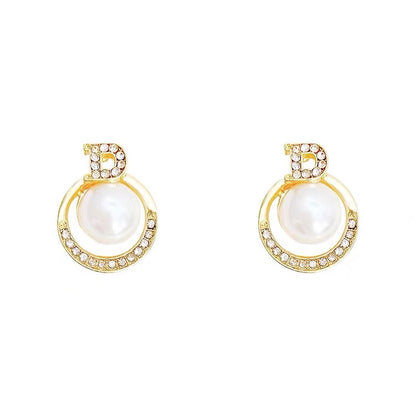 s925 silver needle unique high-end light luxury pearl earrings 2023 trendy niche design sense net red earrings ươmen