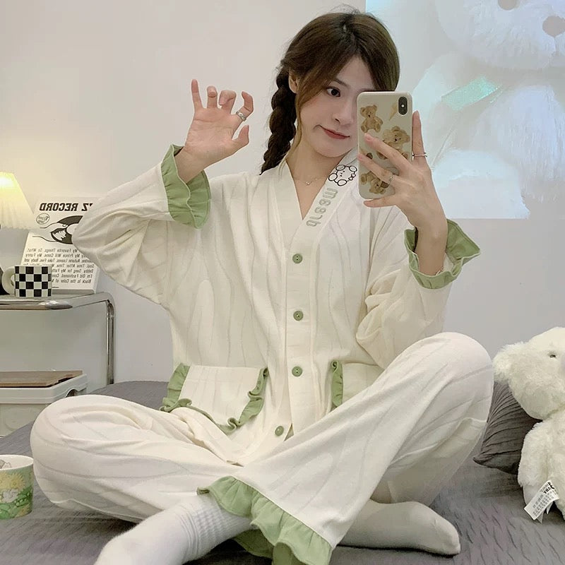 Pajamas for women Spring Autumn Winter Cotton Long Sleeve 2024 New Style Student Sweet and Cute Ladies Home Clothes Set
