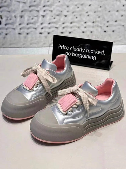 Thick-soled white shoes new 2023 hot style women's summer niche design bread sneakers all-match casual sneakers