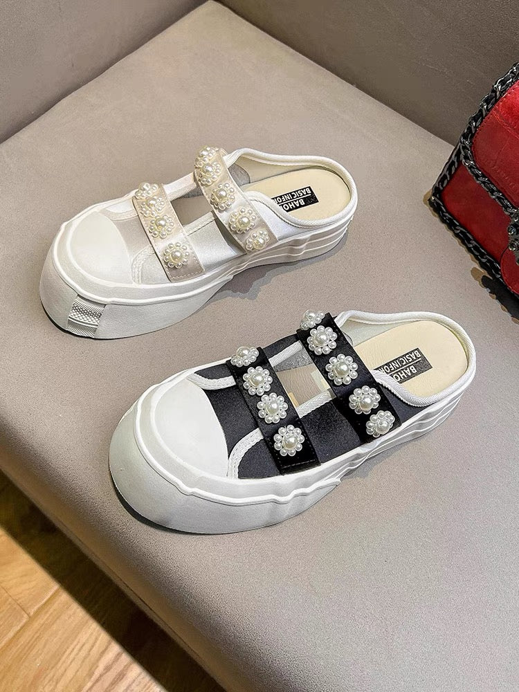 Uncle MJ Internet celebrity Baotou half slippers for women summer new style outer wear sweet fashion versatile thick-soled Mary Jane shoes