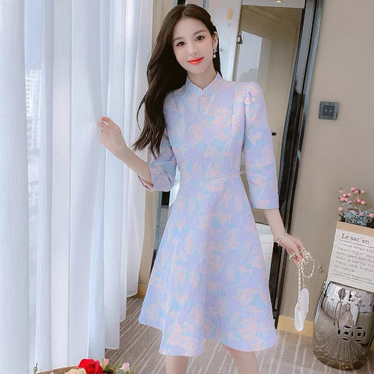 Xiaoxiangfeng improved version of cheongsam dress women's autumn and winter wear 2023 new small high-end bottoming skirt