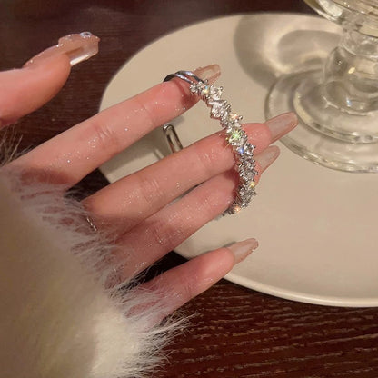 Gypsophila~Light luxury, sparkling and broken, irregular diamond-encrusted zircon high-end exquisite bracelet with open design.