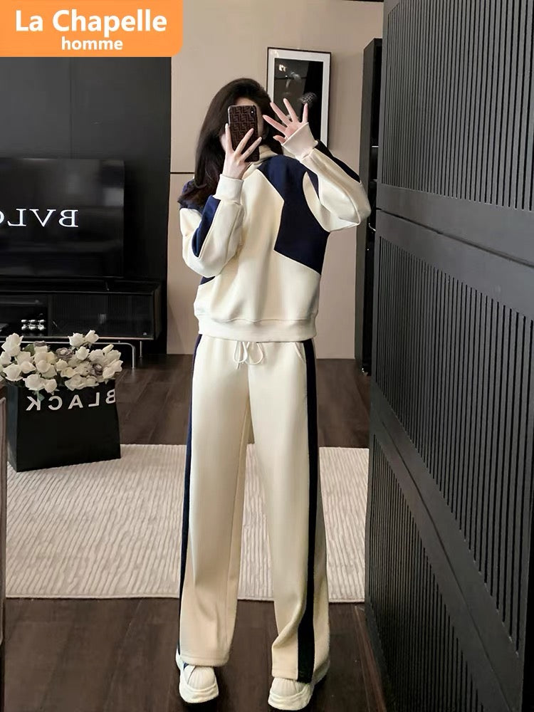 La Chapelle small person contrasting color design casual sports suit women's autumn 2023 new temperament two-piece set