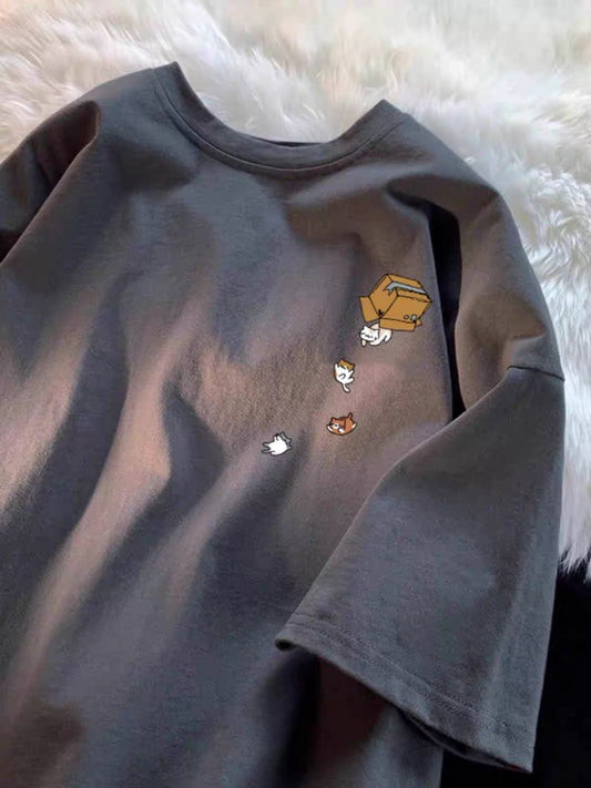 Foreign trade cut label tail order ~ counter withdrawal American trend summer short-sleeved T-shirt men and women pure cotton loose versatile