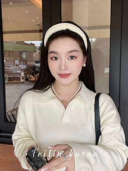 Small fragrant headband suitable for round faces, women's high-ceiling headband, hairpin headband, high-end, foreign and fashionable hair bundle
