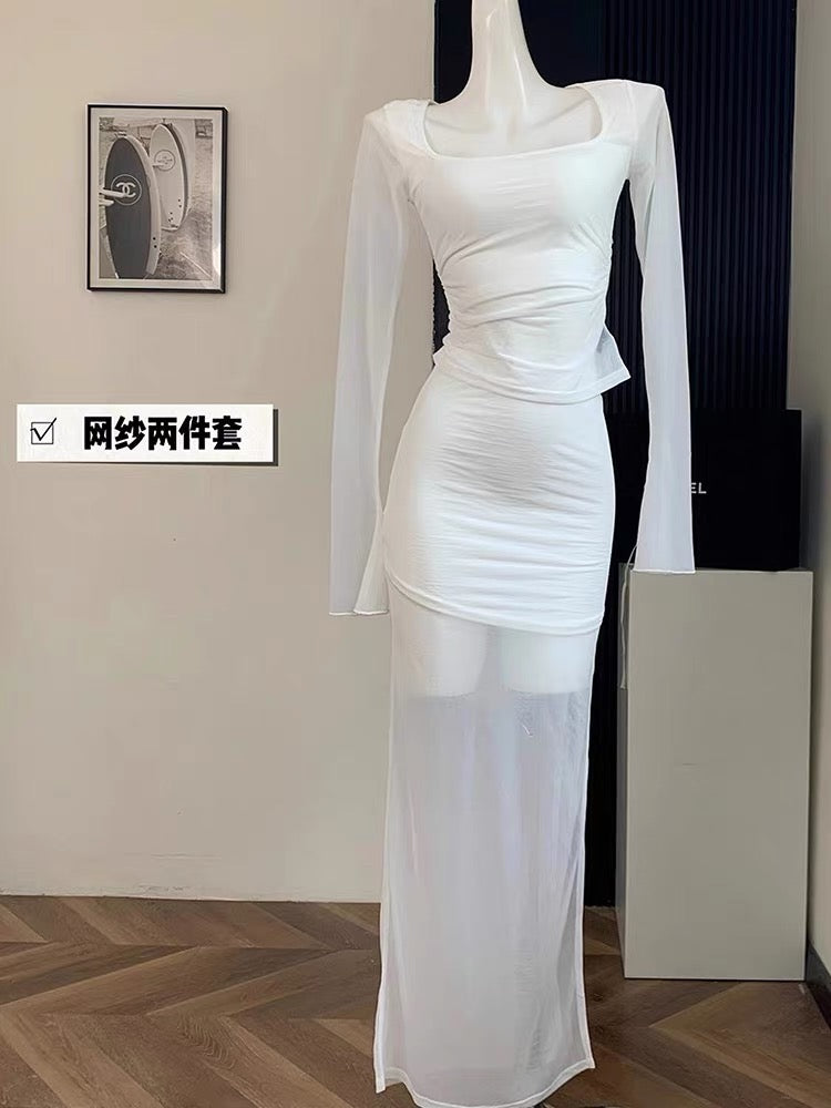 MOXI summer net red two-piece suit age reduction pure desire fashionable fashion foreign style skirt suit female