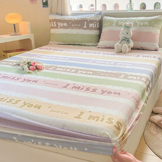 Cotton bed sheet single piece pure cotton bed cover dust cover summer children single mattress anti-slip protective cover three-piece set