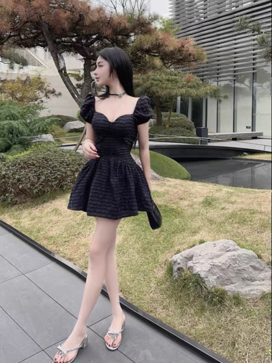 frances puff sleeve mini dress 2023 new summer style French puff short-sleeved temperament square nec –  Lee Nhi Boutique