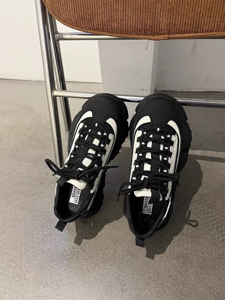 Korean version of soft-soled dad shoes for women 2023 new thick-soled heightening versatile black foot-showing small internet celebrity casual sports shoes