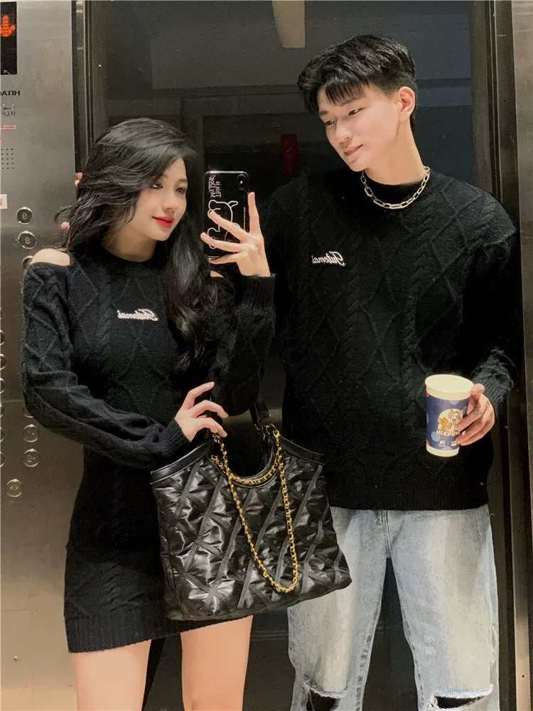 Couple clothing autumn and winter 2023 new ins super hot sweater dress for one man and one woman Korean style French sweater trend