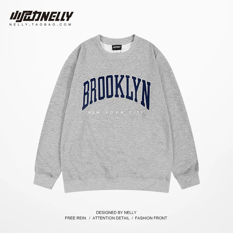 American hip-hop sweatshirt men's spring and autumn high street fashion brand heavy retro round neck jacket couple wear roofa top