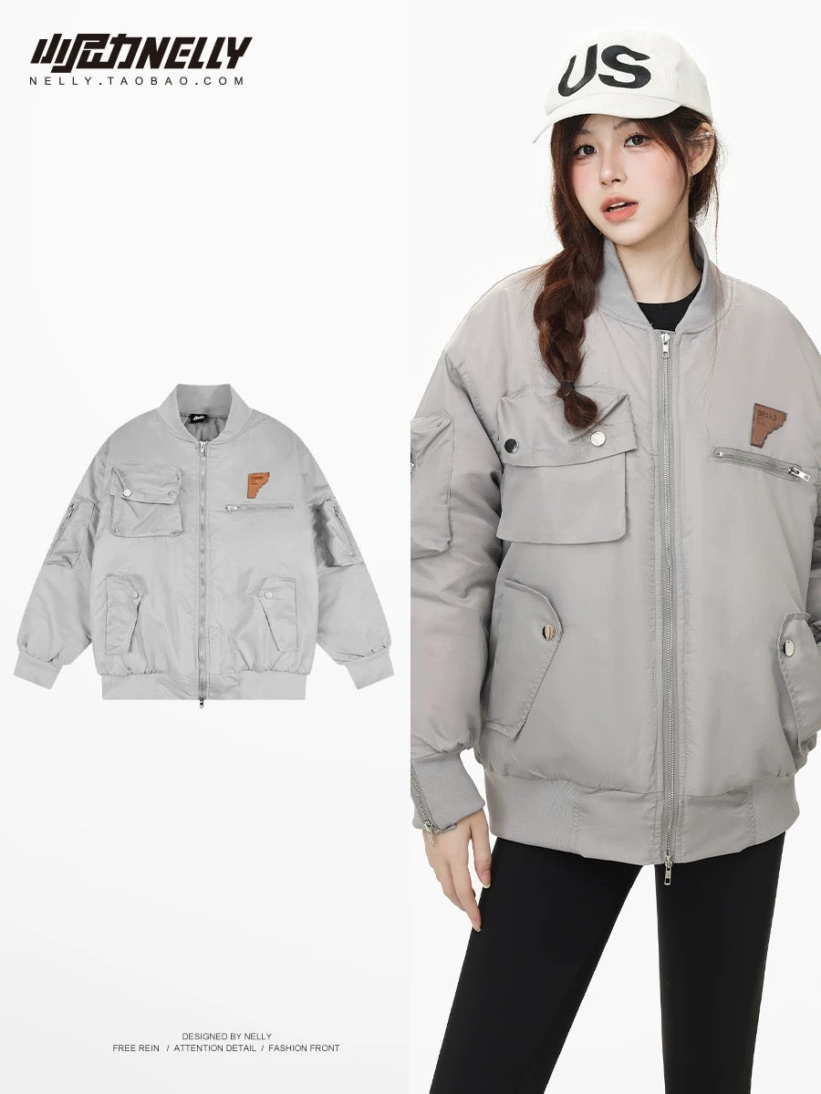 Winter heavyweight simple stand-up collar short cotton coat for men and women thickened warm loose cotton coat casual bread coat