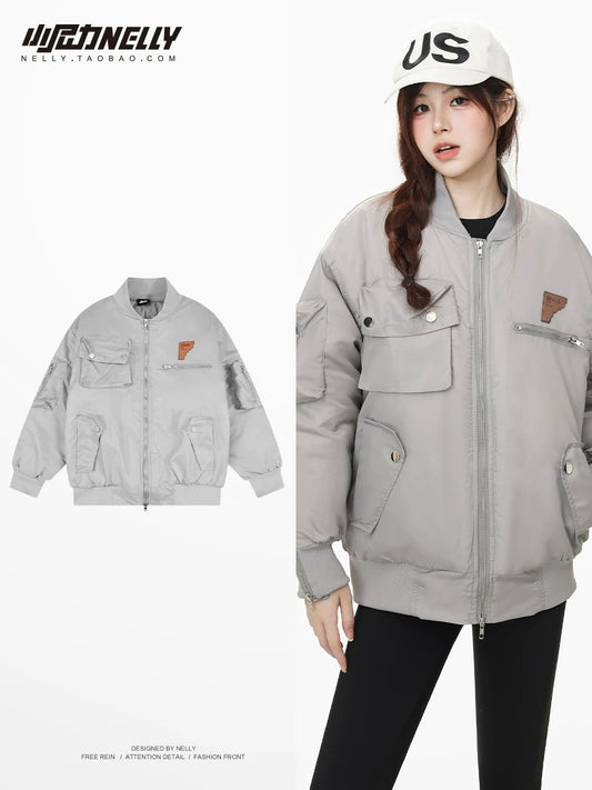 Winter heavyweight simple stand-up collar short cotton coat for men and women thickened warm loose cotton coat casual bread coat