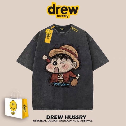 drew American trendy brand Crayon Shin-chan short-sleeved T-shirt men and women ins loose summer heavy cotton casual couple outfit